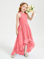 Trendy Boho Junior Bridesmaid Dresses Asymmetrical Cascading Skirt Watermelon