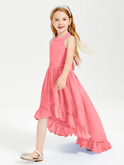 Trendy Boho Junior Bridesmaid Dresses Asymmetrical Cascading Skirt Watermelon