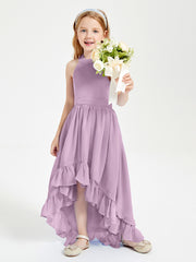 Trendy Boho Junior Bridesmaid Dresses Asymmetrical Cascading Skirt Wisteria
