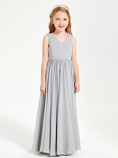 Chic Elegant Sleeveless Dresses for Junior Bridesmaids Silver