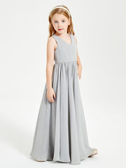 Chic Elegant Sleeveless Dresses for Junior Bridesmaids Silver
