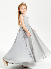 Chic Elegant Sleeveless Dresses for Junior Bridesmaids Silver