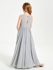 Chic Elegant Sleeveless Dresses for Junior Bridesmaids Silver