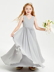Chic Elegant Sleeveless Dresses for Junior Bridesmaids Silver