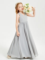 Chic Elegant Sleeveless Dresses for Junior Bridesmaids Silver