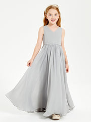 Chic Elegant Sleeveless Dresses for Junior Bridesmaids Silver