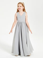 Chic Elegant Sleeveless Dresses for Junior Bridesmaids Silver