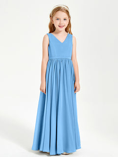 Chic Elegant Sleeveless Dresses for Junior Bridesmaids Blue