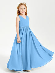Chic Elegant Sleeveless Dresses for Junior Bridesmaids Blue