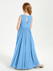Chic Elegant Sleeveless Dresses for Junior Bridesmaids Blue