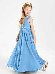 Chic Elegant Sleeveless Dresses for Junior Bridesmaids Blue