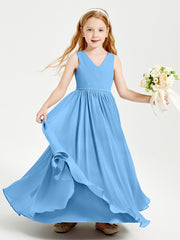 Chic Elegant Sleeveless Dresses for Junior Bridesmaids Blue
