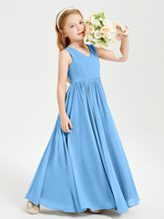 Chic Elegant Sleeveless Dresses for Junior Bridesmaids Blue