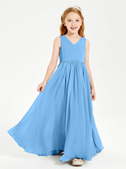 Chic Elegant Sleeveless Dresses for Junior Bridesmaids Blue