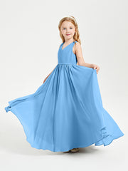 Chic Elegant Sleeveless Dresses for Junior Bridesmaids Blue