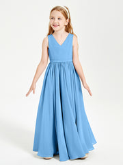 Chic Elegant Sleeveless Dresses for Junior Bridesmaids Blue
