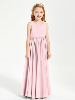 Chic Elegant Sleeveless Dresses for Junior Bridesmaids Blushing Pink