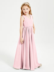 Chic Elegant Sleeveless Dresses for Junior Bridesmaids Blushing Pink