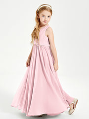 Chic Elegant Sleeveless Dresses for Junior Bridesmaids Blushing Pink