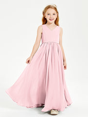 Chic Elegant Sleeveless Dresses for Junior Bridesmaids Blushing Pink