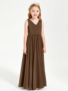 Chic Elegant Sleeveless Dresses for Junior Bridesmaids Brown