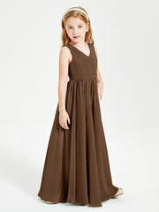 Chic Elegant Sleeveless Dresses for Junior Bridesmaids Brown