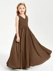 Chic Elegant Sleeveless Dresses for Junior Bridesmaids Brown