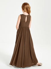 Chic Elegant Sleeveless Dresses for Junior Bridesmaids Brown