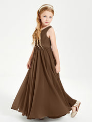 Chic Elegant Sleeveless Dresses for Junior Bridesmaids Brown