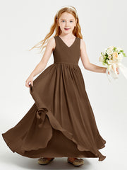 Chic Elegant Sleeveless Dresses for Junior Bridesmaids Brown