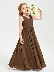 Chic Elegant Sleeveless Dresses for Junior Bridesmaids Brown