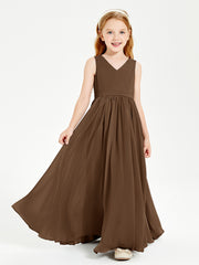 Chic Elegant Sleeveless Dresses for Junior Bridesmaids Brown