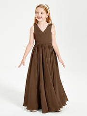 Chic Elegant Sleeveless Dresses for Junior Bridesmaids Brown