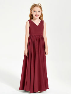 Chic Elegant Sleeveless Dresses for Junior Bridesmaids Burgundy