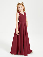 Chic Elegant Sleeveless Dresses for Junior Bridesmaids Burgundy