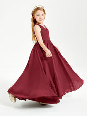 Chic Elegant Sleeveless Dresses for Junior Bridesmaids Burgundy
