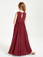 Chic Elegant Sleeveless Dresses for Junior Bridesmaids Burgundy