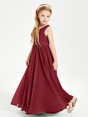 Chic Elegant Sleeveless Dresses for Junior Bridesmaids Burgundy