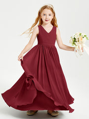 Chic Elegant Sleeveless Dresses for Junior Bridesmaids Burgundy