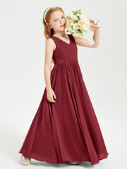Chic Elegant Sleeveless Dresses for Junior Bridesmaids Burgundy