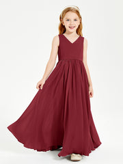 Chic Elegant Sleeveless Dresses for Junior Bridesmaids Burgundy