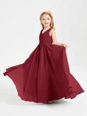 Chic Elegant Sleeveless Dresses for Junior Bridesmaids Burgundy