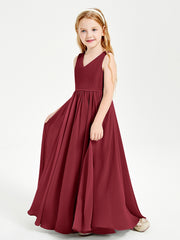 Chic Elegant Sleeveless Dresses for Junior Bridesmaids Burgundy