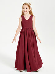 Chic Elegant Sleeveless Dresses for Junior Bridesmaids Burgundy