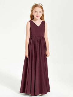 Chic Elegant Sleeveless Dresses for Junior Bridesmaids Cabernet