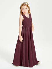 Chic Elegant Sleeveless Dresses for Junior Bridesmaids Cabernet