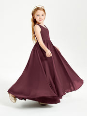 Chic Elegant Sleeveless Dresses for Junior Bridesmaids Cabernet