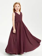 Chic Elegant Sleeveless Dresses for Junior Bridesmaids Cabernet