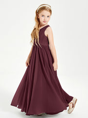 Chic Elegant Sleeveless Dresses for Junior Bridesmaids Cabernet