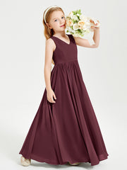 Chic Elegant Sleeveless Dresses for Junior Bridesmaids Cabernet